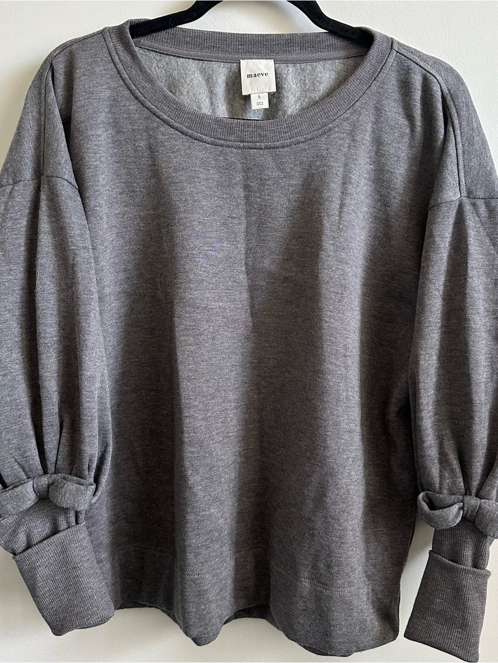 Anthropologie Maeve Bishop Sleeve Bow Sweatshirt